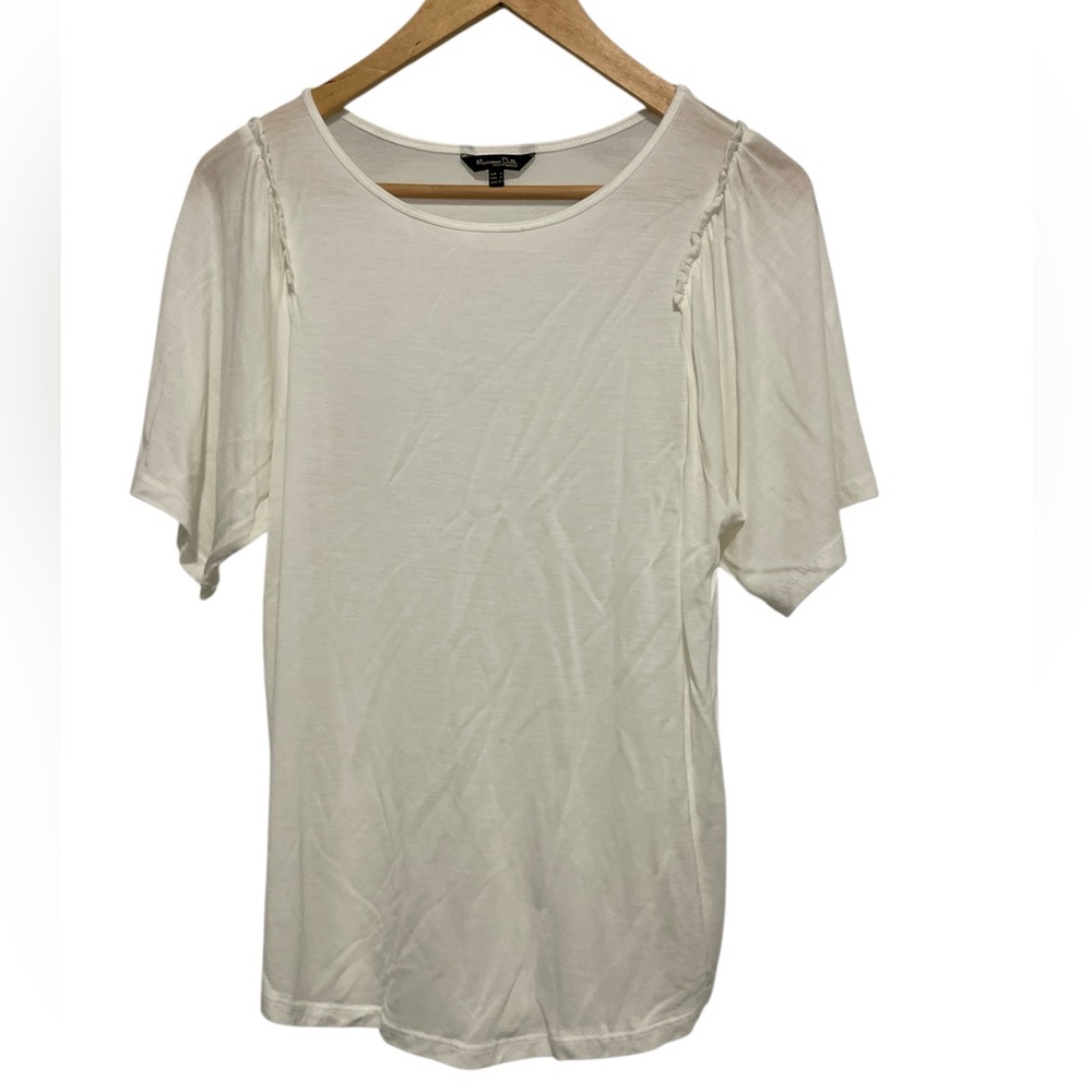 Massimo Dutti Cream 100% Lyocell Short Sleeve Blouse